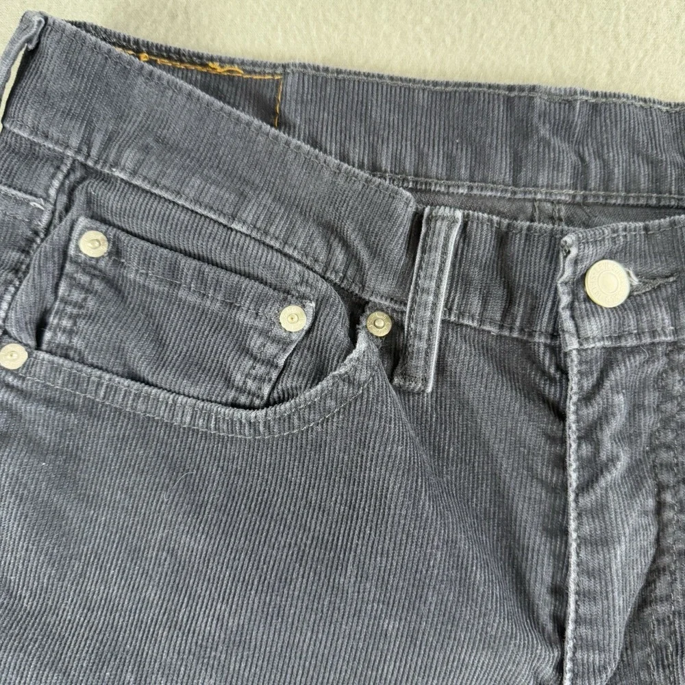 Levis 514 Jeans Corduroy Pants Men 33x32 Black Straight Leg Casual Winter Preppy